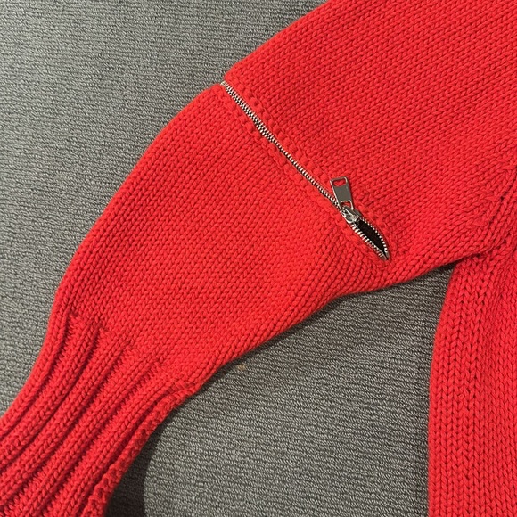 Alexander McQueen red elbow zip high low wool sweater 2018 - Picture 10 of 16